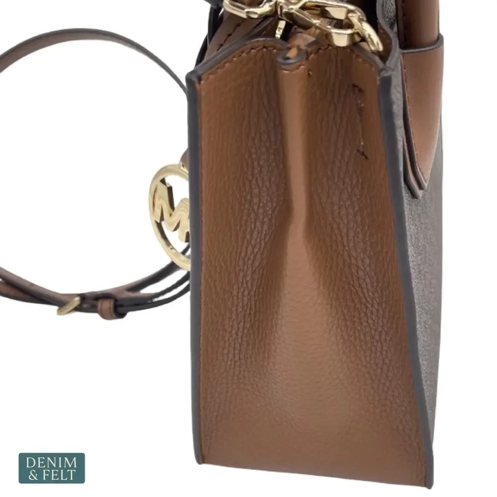 NEW Michael Kors Mercer Medium Logo Accordion Crossbody Brown MK Leather Bag - Picture 6 of 16